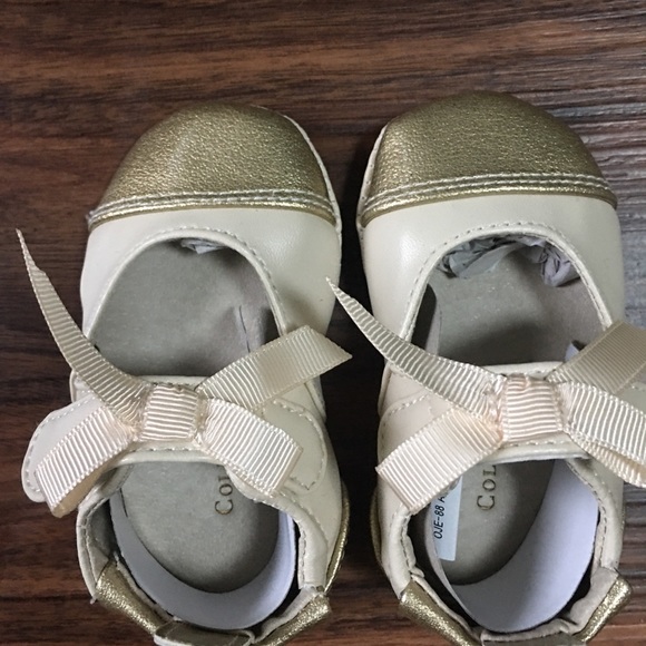 Cole Haan Other - Cole Haan baby girl leather gold and beige shoes